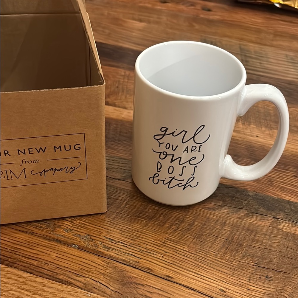 Brim Papery White boss lettering mug 15oz